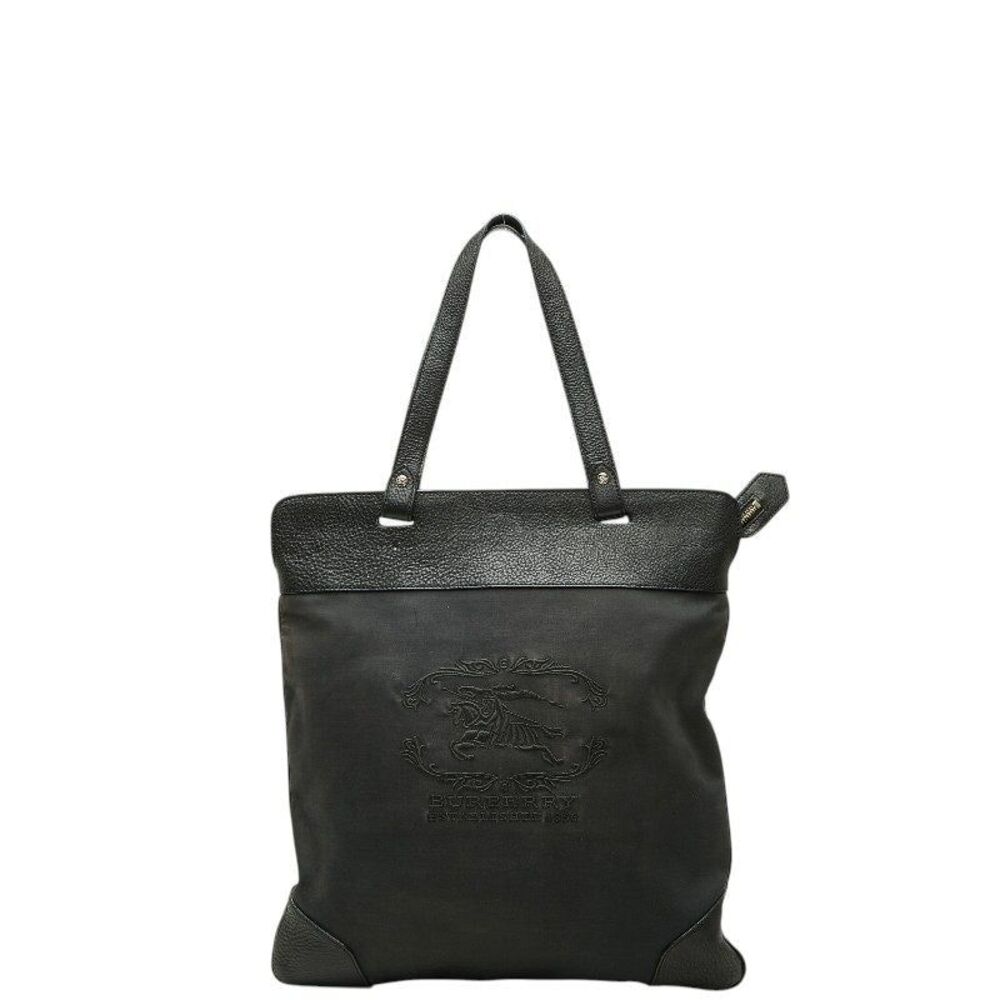 Burberry Check Canvas Leather Tote Bag